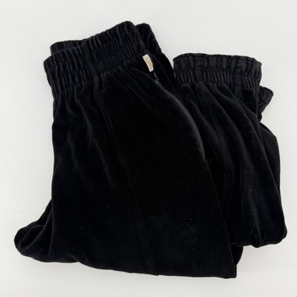 Good American Black Velvet Jogger Pants GS0075 Womens Size 1 High Waist USA